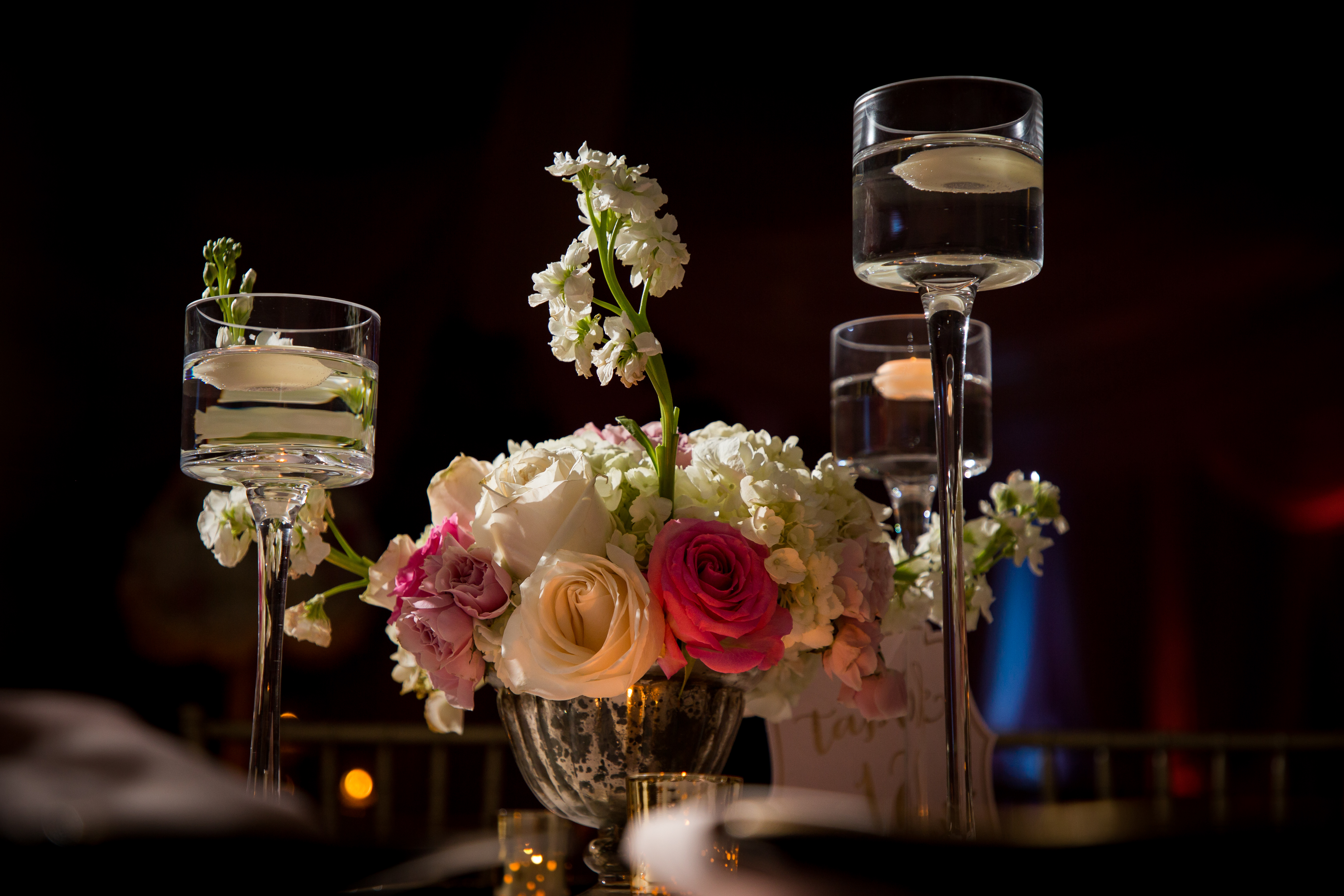 Centerpiece with floating candles
