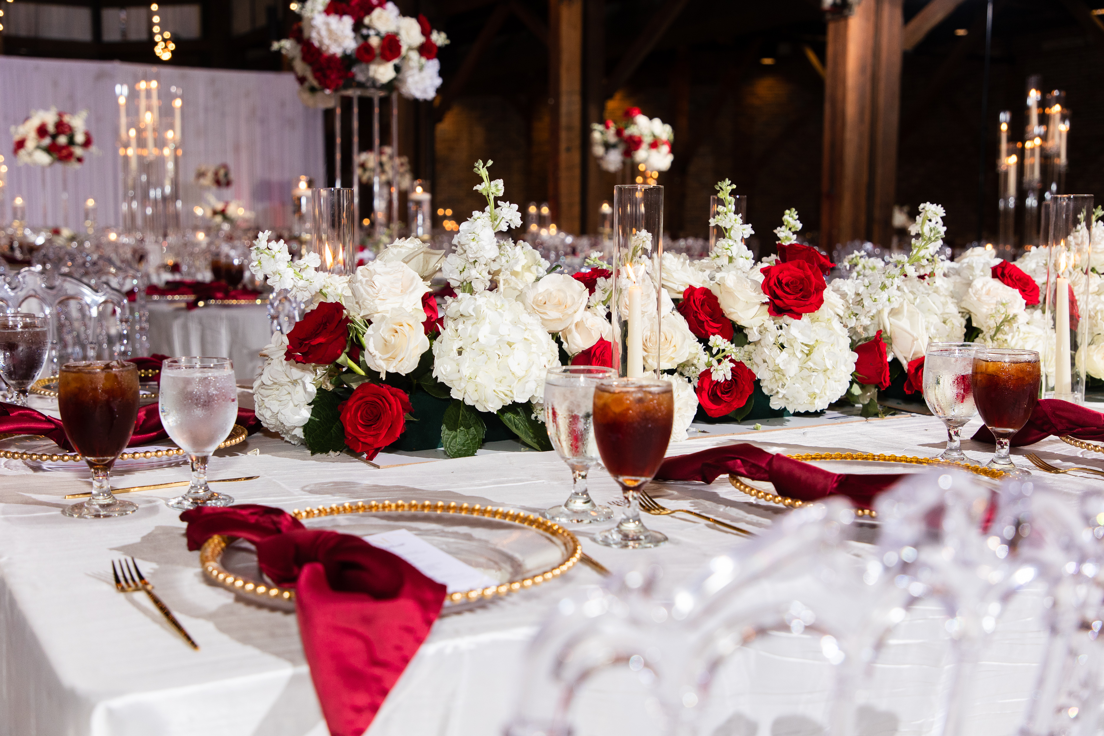 Red and white tablescape