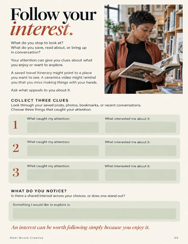 Preview of the Follow Your Interest page in Say What You Mean