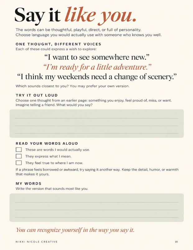 Preview of the Say It Like You page in Say What You Mean